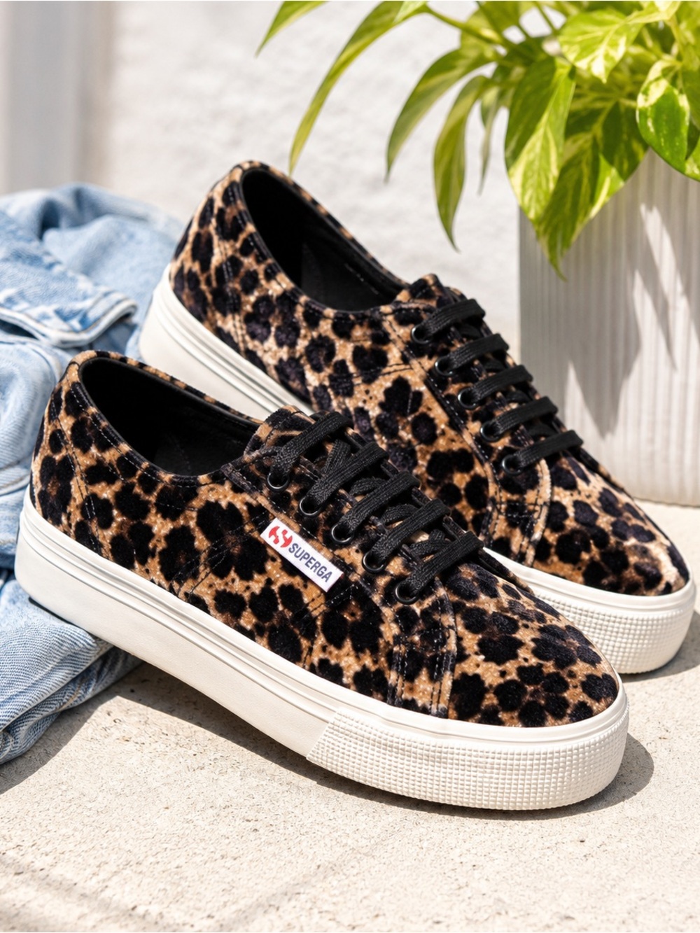 Superga Leopard Velvet Platform Sneakers Women’s 9.5 Animal Print Low Top - Picture 1 of 11